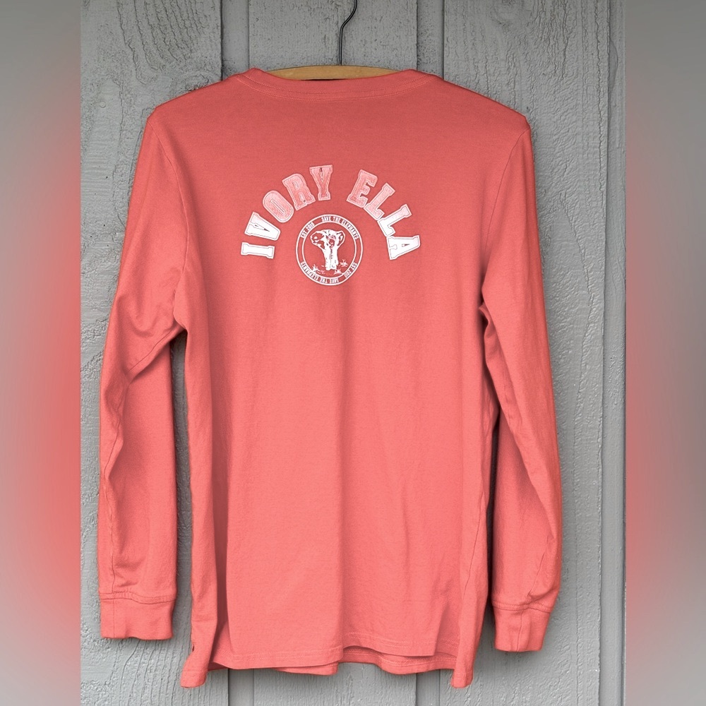 Ivory Ella 🐘 Paprika Orange -Pocket Long Sleeve Shirt-University Logo